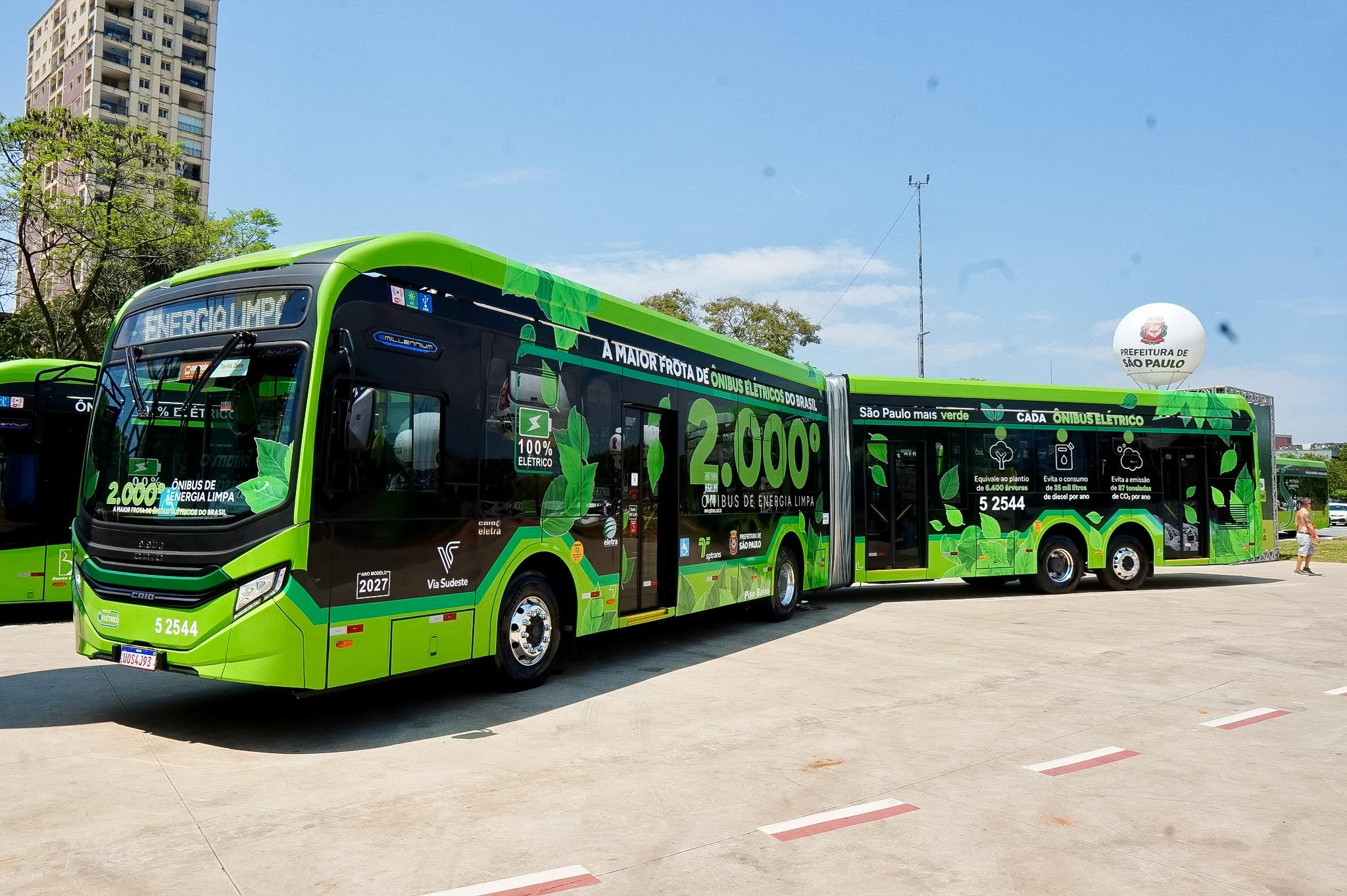 São Paulo alcança 2 mil e 9 ônibus elétricos